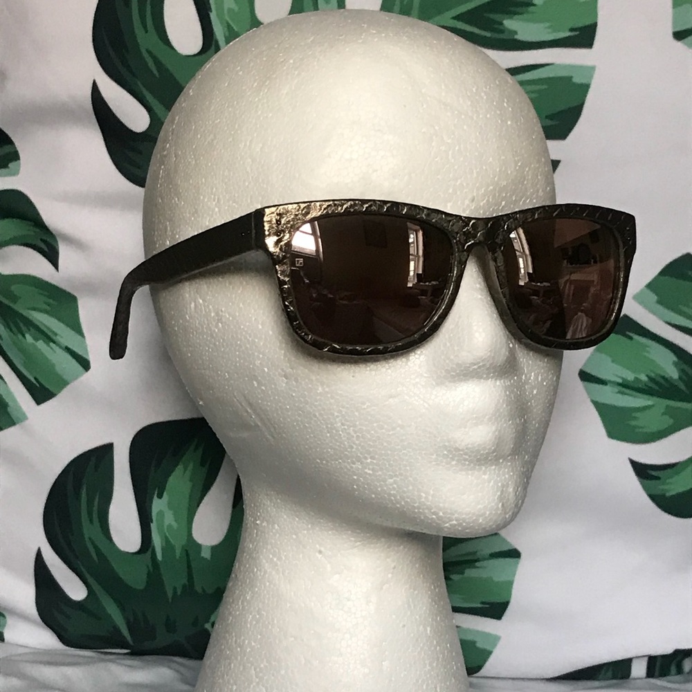 Linda Farrow Luxe Mirrored Gold Python Sunglasses - image 2